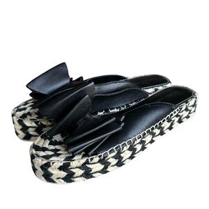 Sigerson Morrison Verane Bow Platform Sandals Black Leather